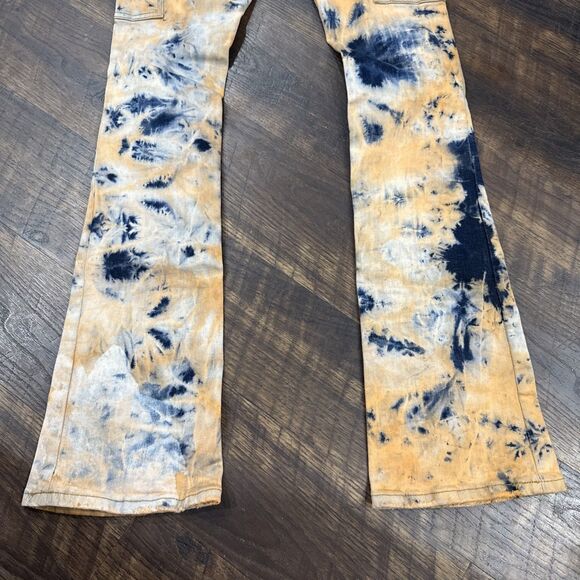 Valabasas Jeans Mens 29 Orange Bleach Wash Flared Leg Mid Rise Stretch Denim - Picture 5 of 13